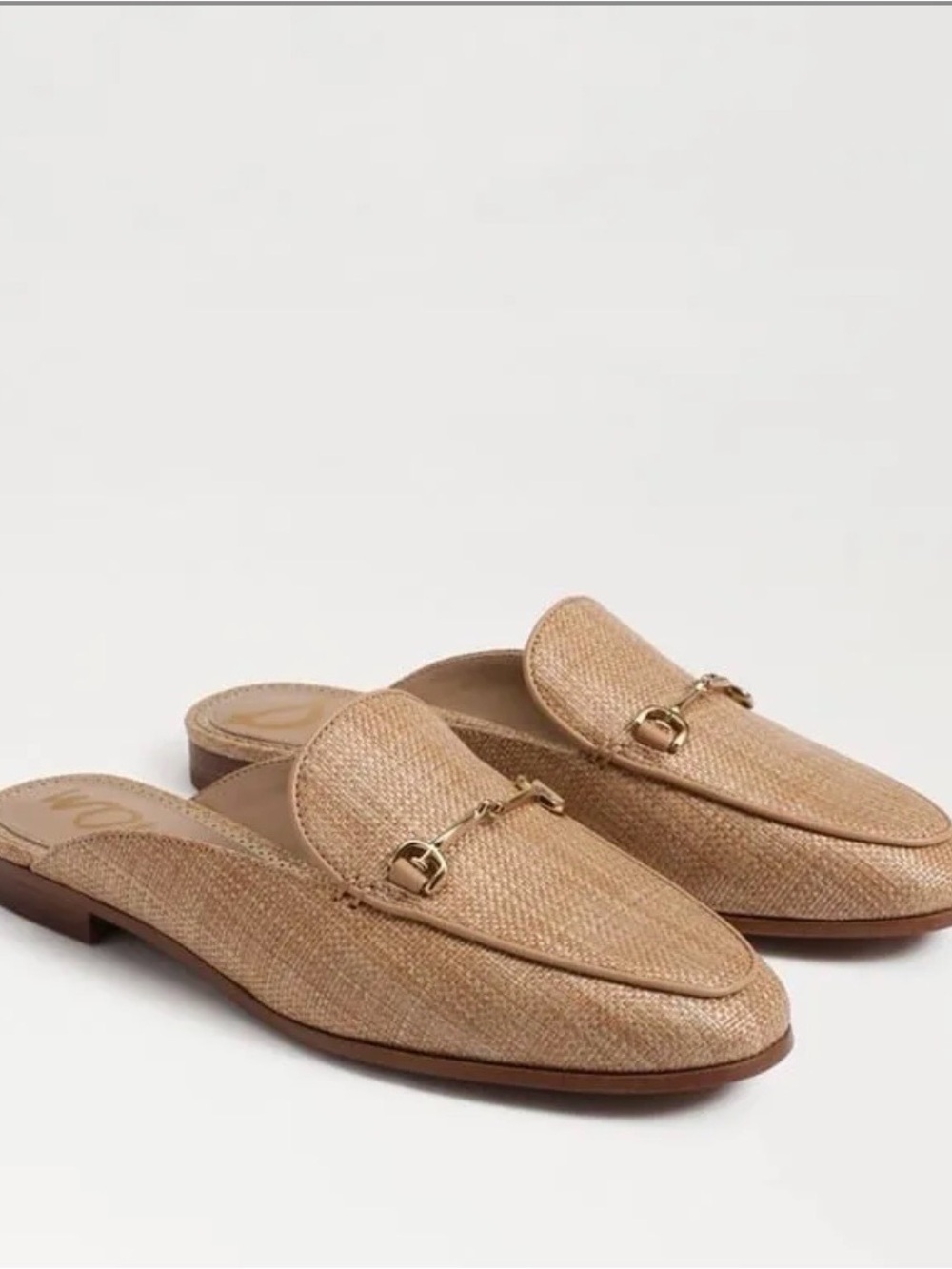 Sam Edelman Linnie Mule Loafers Raffia Leather Woven Neutral Tan NWOB Size 6